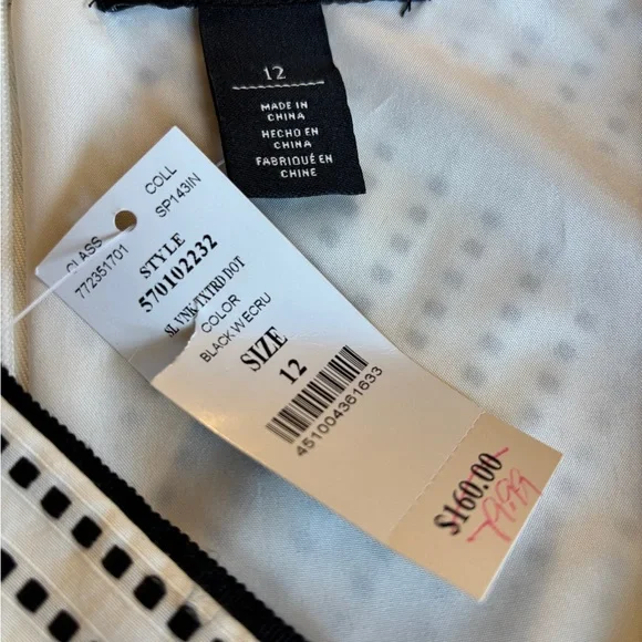 White House Black Market Black and White Patterned Dress Size 14 NWT - Picture 5 of 6